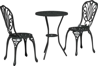 Obrázok produktu pre Záhradný bistro set 3 pcs Čierna Hliník