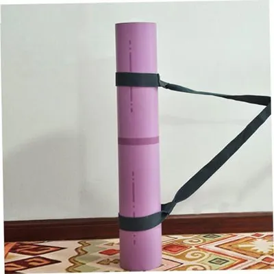 Productafbeelding van Verstelbare draagriem voor yogamatten, 2 stuks, zwart | Polyester en katoen, lichtgewicht en stabiel, geschikt voor fitnessoefeningen en fysiotherapie