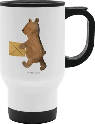 Produktbild von Mr. & Mrs. Panda Thermobecher Bär Zuhause - Weiß - Geschenk, Mehrwegbecher, Teddy, Kaffeebecher To Go, Becher, Kaffee-Thermobecher, thermosbecher