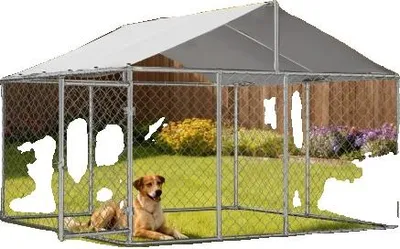 Produktbild von Hundewinger, 32 mm verzinkter Stahl, geeignet für große Hunde, hochfeste Gitterkonstruktion, A-Rahmen-Dach mit UV-Schutz