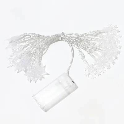 Produktbild von LED Stern Schneeflocke Lichterkette Batteriebetrieben Innen Home Party Weihnachten Hochzeit Deko, Kaltweiß, 3m