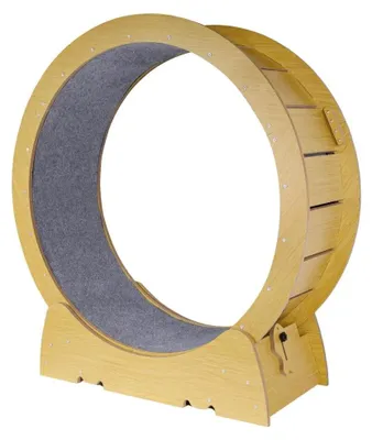 Image de Roue d'exercice pour chat, idéale pour l'intérieur - Modèle M - Roue très silencieuse en TPE - Structure en bois - Tapis de course avec surface adhérente - Pour l'exercice et la gestion du poids de votre chat en intérieur - Taille M
