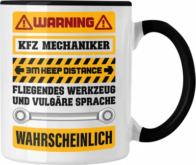 Produktbild von Trendation - KFZ Mechaniker Tasse Geschenk Lustig Spruch Geschenkidee Mechaniker Lustig (Schwarz)