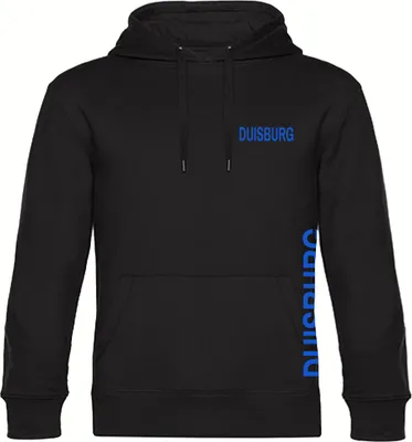 Produktbild von multifanshop Kapuzen Sweatshirt - Duisburg - Brust & Seite, schwarz, Größe L