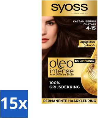 Zdjęcie produktu dla SYOSS - Oleo Intense 4-15 Auburn - farba do włosów - bez amoniaku - pokrycie siwizny - długotrwały kolor - opakowanie wartościowe - 15 sztuk
