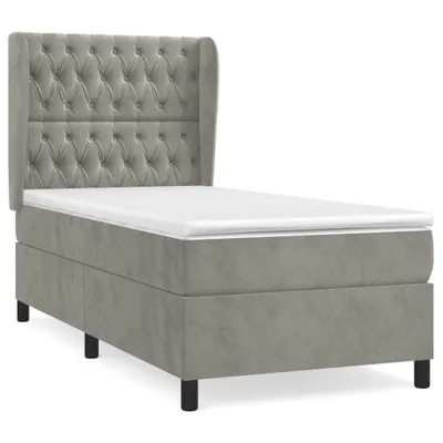 Obrázek produktu pro vidaXL Postel Boxspring s matrací Light Grey 80x200 cm Velvet