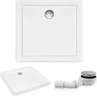 Produktbild von BADLAND Duschwanne Quadratisch Aquarius 80x80x5,5 cm mit Ablaufgarnitur Gratis