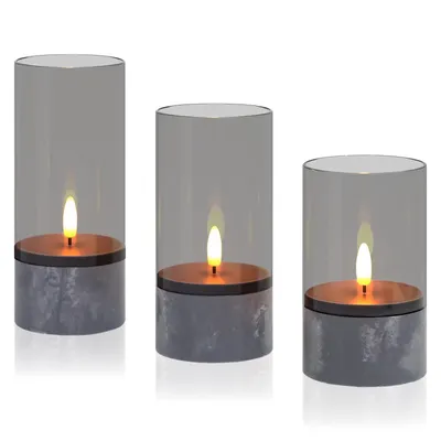 Produktbild von LED Kerzen Flammenlose Kerzen, flackernde Kerzen,Batteriebetriebene LED Stumpenkerzen,7.5cm x 12.5cm/15cm/17.5cm,Festliche Kerzen für Weihnachten Deko