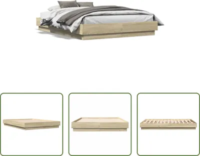 Produktbild von The Living Store Bettgestell Sonoma-Eiche 140x190 cm Holzwerkstoff