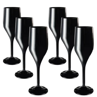 Produktbild von DoimoFlair Sektglas aus Plastik Bruchsicher Sektkelch Proseccoglas 15 cl. Schwarz