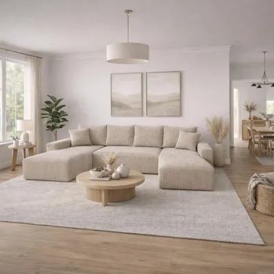 Produktbild von Moderne Wohnlandschaft SONIC U-Form mit Schlaffunktion & Bettkasten – großes Ecksofa für Wohnzimmer POSO 002 | MIPLO