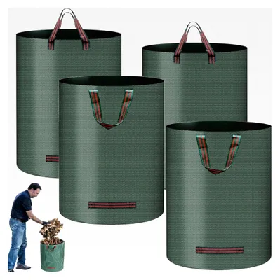 Produktbild von 4 Stück 272 Liter Gartenabfallsäcke, Stabil und Selbststehend, Faltbare Gartensäcke mit Griffen für Laub, Gras, Hecken und Gartenabfälle, Wiederverwendbare Laubsäcke
