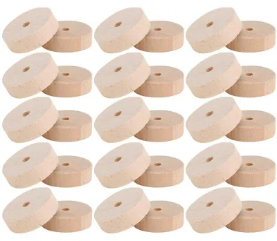 Image de Rouelettes en bois - 30 pièces pour projets de bricolage - 2,80 x 2,80 x 1,00 cm