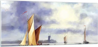 Produktbild von Bilder auf glas - Einteilig - Fischer Schiff Fan - 100x40cm - Glasbilder - Wandbilder - Bilder - zum Aufhängen bereit - Wanddekoration aus Glas - Glas Bilder - Wandbild auf Glas - GAB100x40-4318