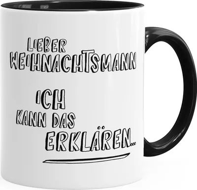 Produktbild von Weihnachts-Tasse Kaffeetasse Spruch Lieber Weihnachtsmann ich kann das erklären lustig Spruchtasse MoonWorks® schwarz unisize