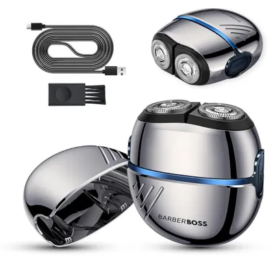 Image de BarberBoss, rasoir rotatif pour hommes, rasoir facial portable, lames en carbure
