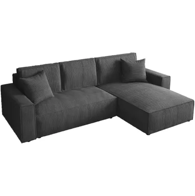 Produktbild von BEAUTYSOFA Ecksofa 290cm, Modernes Bettsofa mit Schlaffunktion und Bettkasten, Schlafsofa, Couch beidseitig montierbar Dunkelgrau Poso 34 PARYS L-Form
