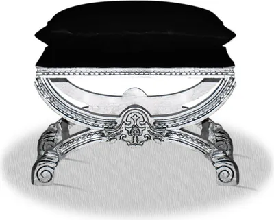 Produktbild von Casa Padrino Barock Hocker Silber Schwarz 60 x 40 x H. 50 cm