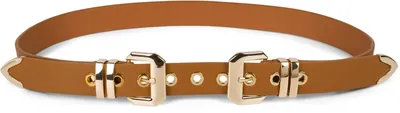 Produktbild von styleBREAKER Damen Gürtel mit doppelter goldener Schnalle und Lochnieten, B-Low Belt, Taillengürtel, kürzbar 03010121