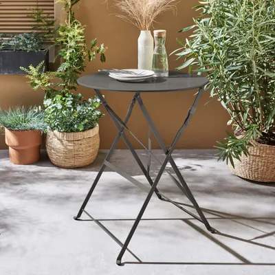Produktbild von sweeek - Klappbarer Bistro-Gartentisch - Emilia rund Ø60cm - Anthrazit