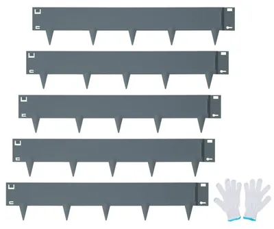 Image de Bordure de jardin en acier - Bordure de pelouse et de parterre - Galvanisée - Pliable - Bordure en dents de requin - 99 x 18,2 cm - Lot de 5