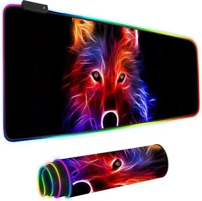 Produktbild von Beleuchtetes Gaming-Mauspad, RGB-LED-Mauspad mit USB-Kabel, 800 x 300 x 4 mm