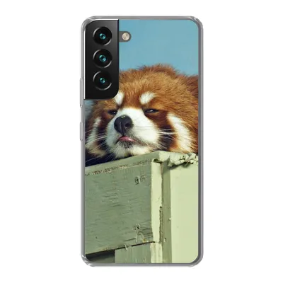 Produktbild von MuchoWow® Handyhülle Schutzhülle Hülle für Samsung Galaxy S22 Plus Panda - Holz - Rot Silikon Softcase Handy Hülle - Schutzabdeckung