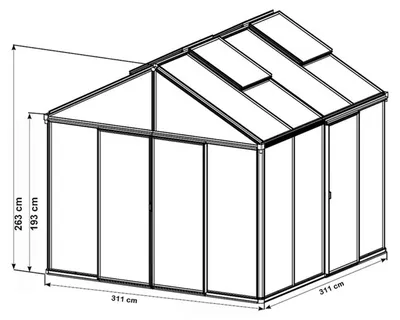 Produktbild von GFP Gewächshaus Asteria 22 Light 311x311 cm mit integriertem Fundament 12 mm Doppelstegplatten, Farbe Anthrazit