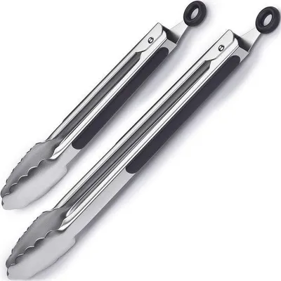 Zdjęcie produktu dla Zestaw szczypiec kuchennych Ibzoa® (2 szt.) – 23 cm i 31 cm, wykonane ze stali nierdzewnej, z odpornymi na ciepło silikonowymi uchwytami, z blokadą. Bezpieczne szczypce do grillowania i serwowania