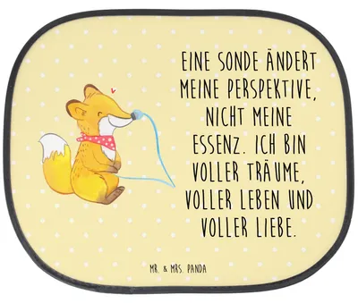 Produktbild von Mr. & Mrs. Panda Sonnenblende Auto Fuchs Magensonde - Gelb Pastell - Geschenk, autofenster sonnenschutz, Schluckstörungen, Autoscheibe, Hitzeschutz