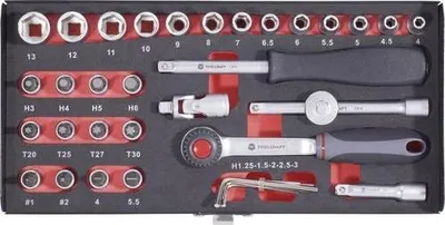 Immagine prodotto di TOOLCRAFT Set di chiavi a bussola metriche da 1/4" (6,3 mm) 36 pezzi 826363