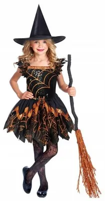 Image de Costume de sorcière d'Halloween Little Spider Witch scintillant avec chapeau de sorcière pour enfants