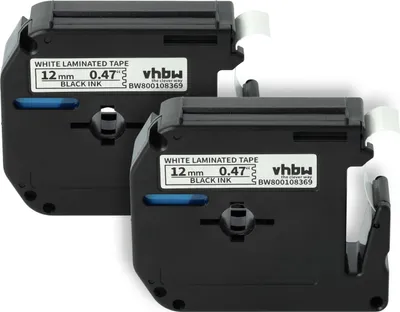 Produktbild von vhbw 2x Schriftband-Kassette Ersatz für Brother M-K231 für Etiketten-Drucker 8m x 12mm Schwarz auf Weiß