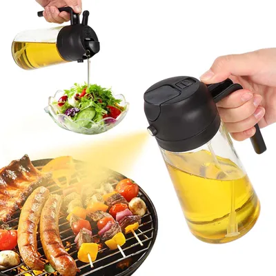 Productafbeelding van Blendura oliebesproeier voor kookolie, 2-in-1, 470 ml, van glas, zwart