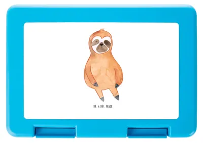 Produktbild von Mr. & Mrs. Panda Snackbox Faultier Zufrieden - Weiß - Geschenk, Brotbehälter, Lebensmittel Aufbewahrungsbox, faul, Glück, Happy, Brotzeitdose, Bentobox, Frühstücksdose