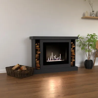 Produktbild von GLOW FIRE Ethanol Kamin 'Hamar' | Ethanolofen in grau mit 3 Std. Brenndauer und 2 KW Heizleistung | BxHxT: 120,4x88,9x38 cm
