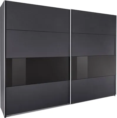 Produktbild von Schwebetürenschrank Bramfeld Kleiderschrank Ausfürung wählbar,Graphit / Schwarzglas,270x64x208cm