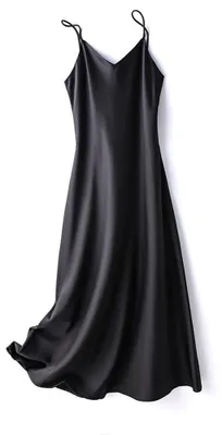 Produktbild von Ärmelloses Satinkleid mit Spaghettiträgern für Damen – ideal als Hochzeitsgastkleid, Partykleid, Cocktailkleid, Abendkleid oder formelles Kleid
