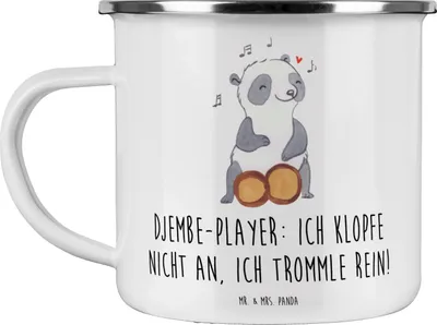 Produktbild von Mr. & Mrs. Panda Teetasse Djembe Rhythmus - Weiß - Geschenk, Lernen, Musik, Musizieren, Trommelkreis, Pott, emaillebecher, Trommel, Teebecher, afrikanische, Musiker