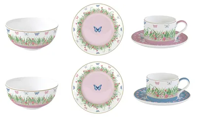 Produktbild von 8tlg. Frühstücksset SPRING PARADE Schmetterlinge aus Porzellan Easy Life