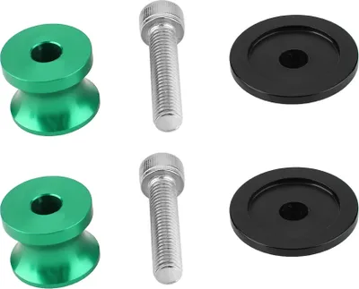 Produktbild von 8mm CNC Motorrad Ständer Bolzen - 2 Stück in Grün, für Swingarm Bobbins, universell einsetzbar.