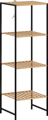 Immagine prodotto di Scaffale in acciaio e bambù, 4 ripiani, 36,5x33x110 cm
