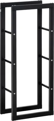 Productafbeelding van Metalen houtrek 40 x 25 x 100 cm, houtopslagrek, stapelhulp, stalen frame, tot 100 kg, houtopslag voor buiten, houtrek, houtrek voor tuin, terras, buitengebruik, zwart