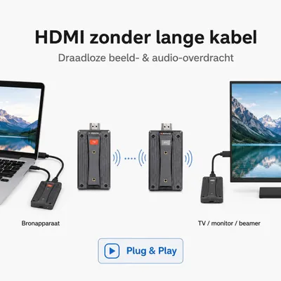 Productafbeelding van DrPhone AirBridge Pro – Draadloze HDMI Zender & Ontvanger – 1080p 60Hz – 4K