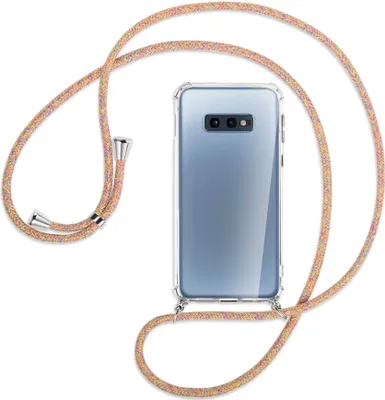 Produktbild von Handykette Backcover-Schutzhülle mit Band (Metall silberfarben) für Samsung Galaxy S10e - Rainbow