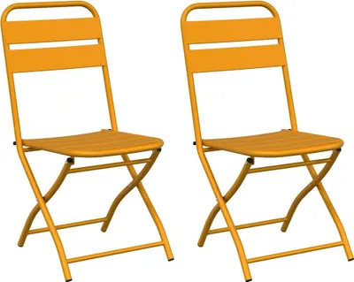 Image de vidaXL Chaise de jardin pliante, lot de 2, couleur moutarde, 42 x 52 x 82 cm