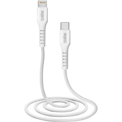 Obrázok produktu pre SBS TECABLELIGTC1W, 1 m, Lightning, USB C, Samec, Samec, Biela