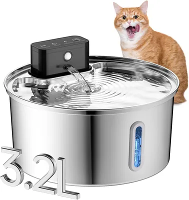 Produktbild von Kabelloser Katzentränke, kabelloser Katzentränke aus Edelstahl, 108 oz/3,2L automatischer Haustiertränke, Wasserspender mit 4000 mAh Akku