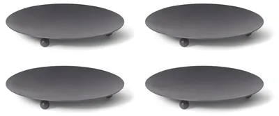 Produktbild von Novaliv 4x Kerzenständer 3 Füße SCHWARZ 7,5cm Kerzenteller Kerzenhalter Dekoteller rund Tischdekoration für Stumpenkerzen Teelichter Kerzenpin Metall Weihnachten Adventskranzkerzenhalter
