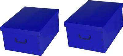 Produktbild von Ordnungsboxen Deko Karton 2er Set Box Clip Blau Aufbewahrungsbox für Haushalt Büro Wäsche Geschenkbox Dekokarton Sammelbox Mehrzweckbox Ordnungskarton Ordnungsbox Geschenkekarton